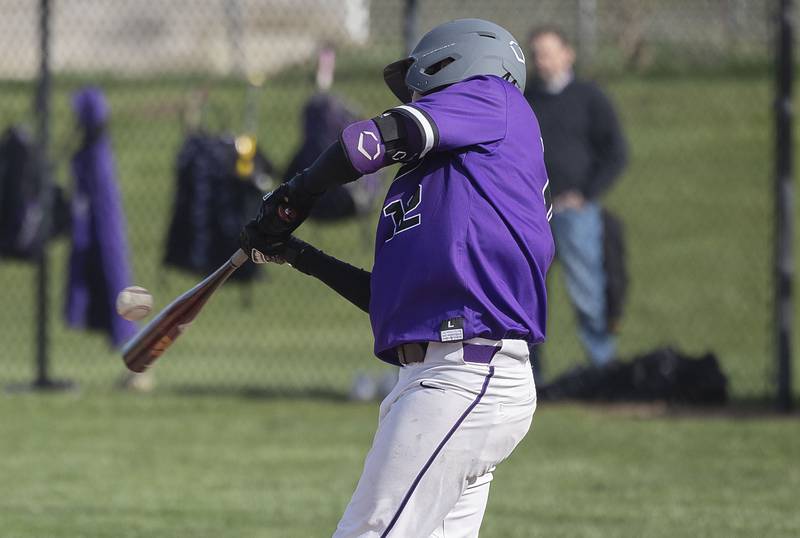 Dixon’s Ari Selmani drives the ball against Rock Falls on Tuesday, April 18, 2023.