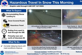 Snow-covered roads slow Sunday travel across northern Illinois; lake-effect snow to follow