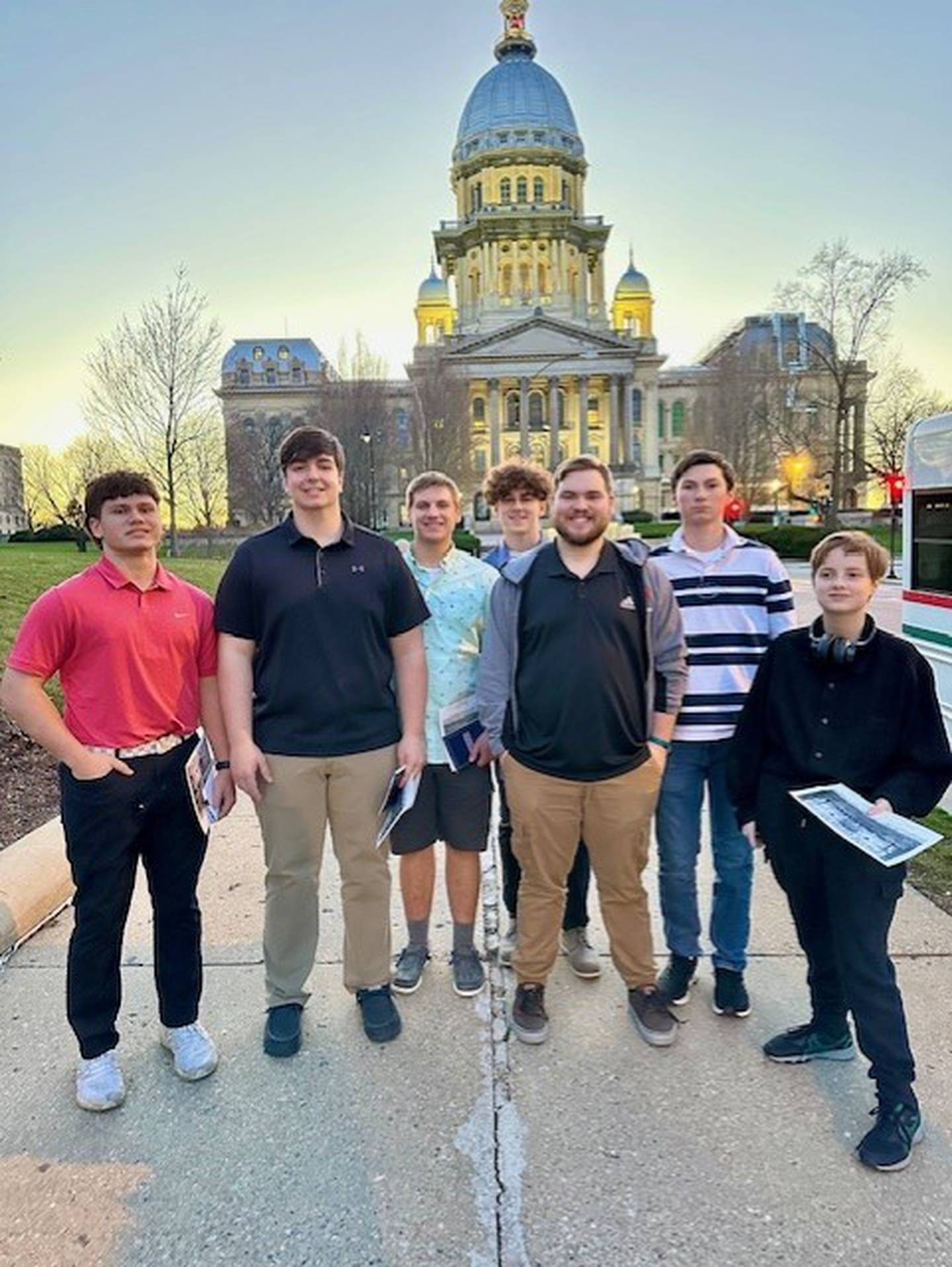 Seven students from La Salle-Peru Township High School competed in a March 16-17 mock trial in Springfield. From left are Cameron Olivero, Adam Lane, Jakob Terzick, Henry Pinter, Brock Terzick, Ryne Bubela and Alex Crooks.