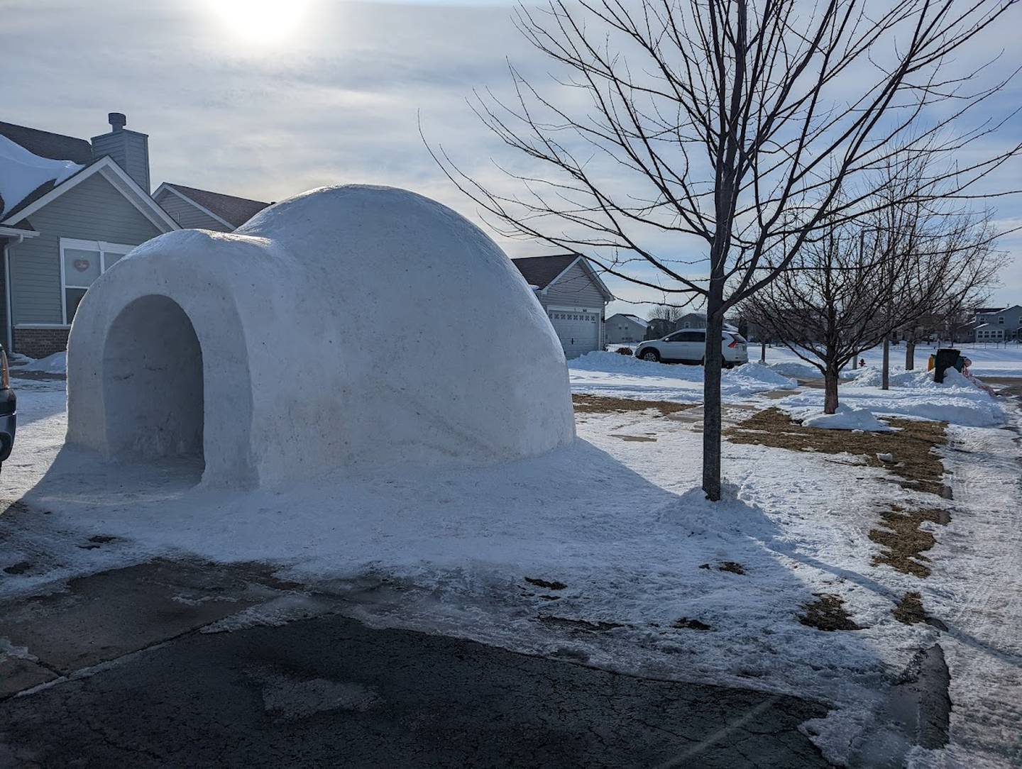 For the last five years, Lee Peters of Plainfield has built an igloo in the yard of his home. He used to build them with his father and sister when growing up and wanted to pass the skill to his own children.