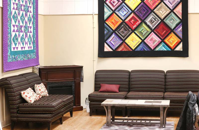 One of the seating area in the Unitarian Universalist Congregation of DeKalb warming center Thursday, Jan. 23, 2025. The warming center, which is open nightly during the winter months, offers free hot meals to all and a warm, safe place for those who need a refuge from the cold.