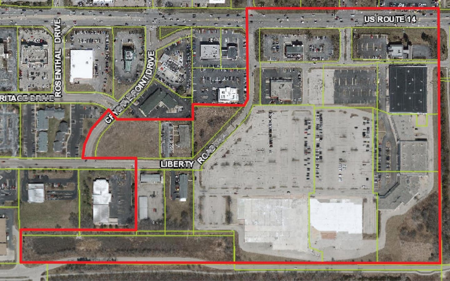 A draft TIF redevelopment plan shows the proposed boundaries of the Water's Edge TIF district.