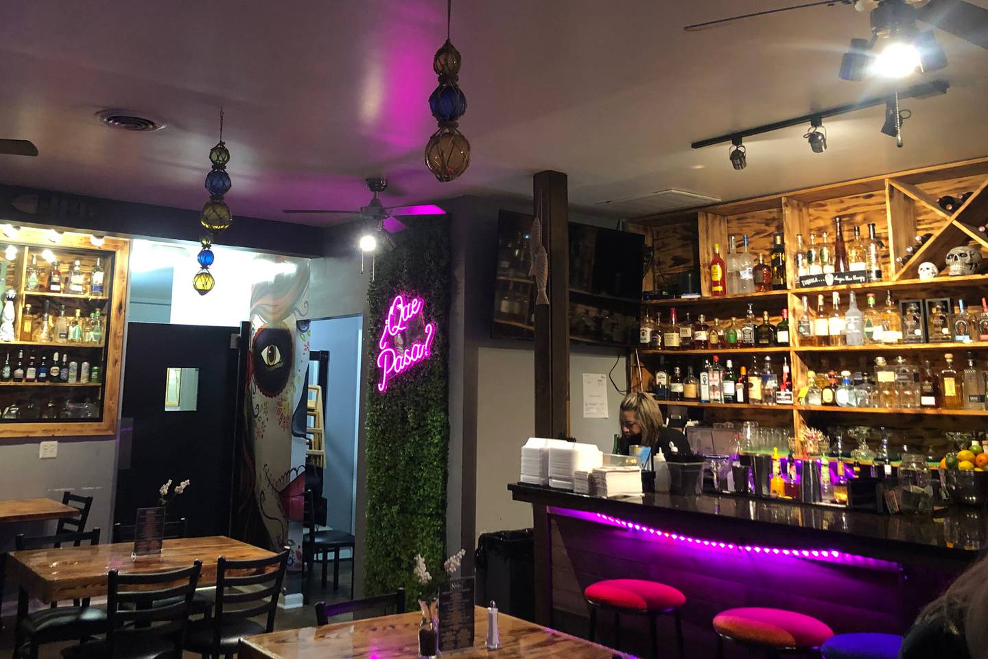 Dining room with bar view