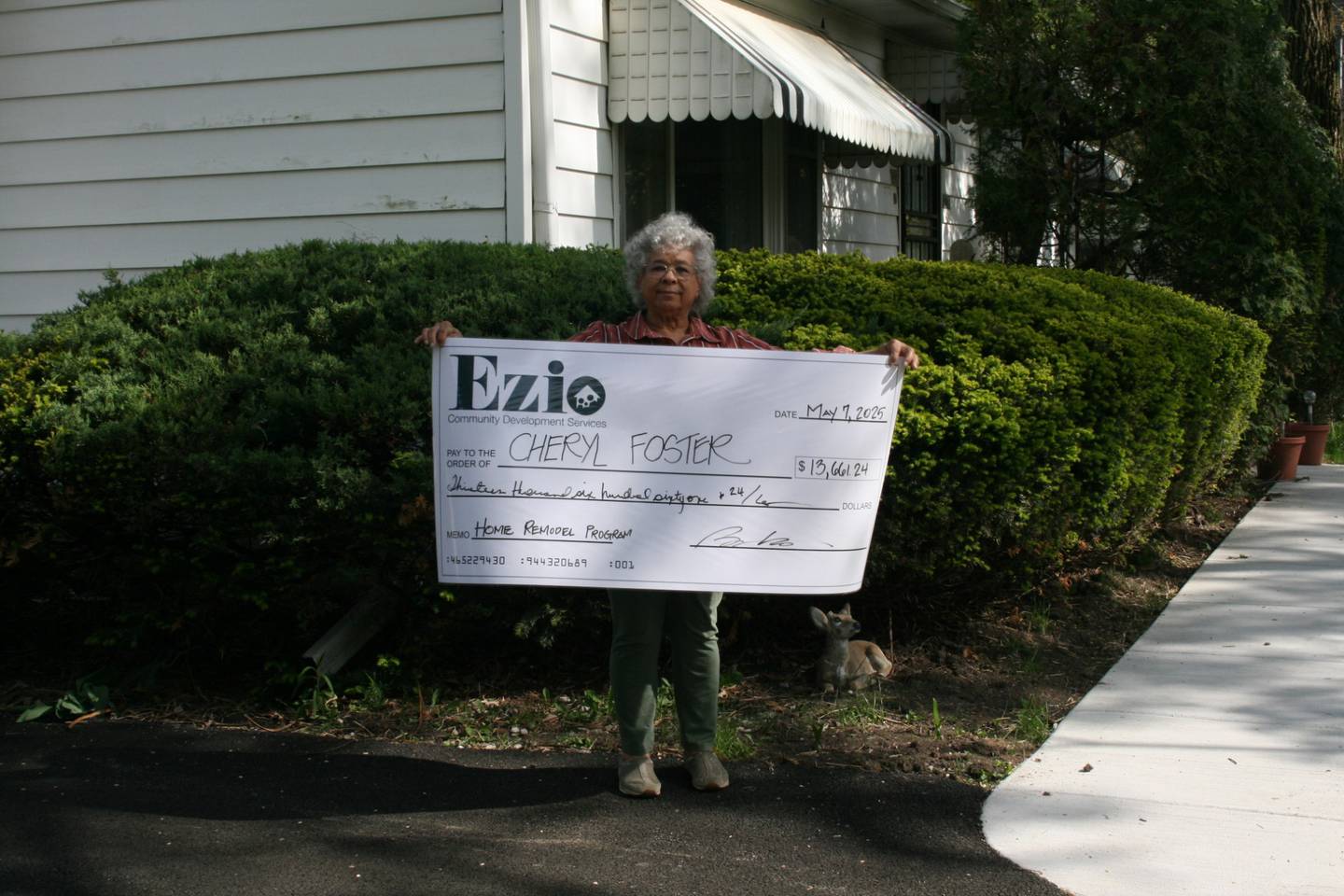 Cheryl Foster was the sole recipient of Ezio Community Development Services' first Home Remodel and Repair Grant for improvements at Foster's home at Joliet's Manningdale neighborhood.