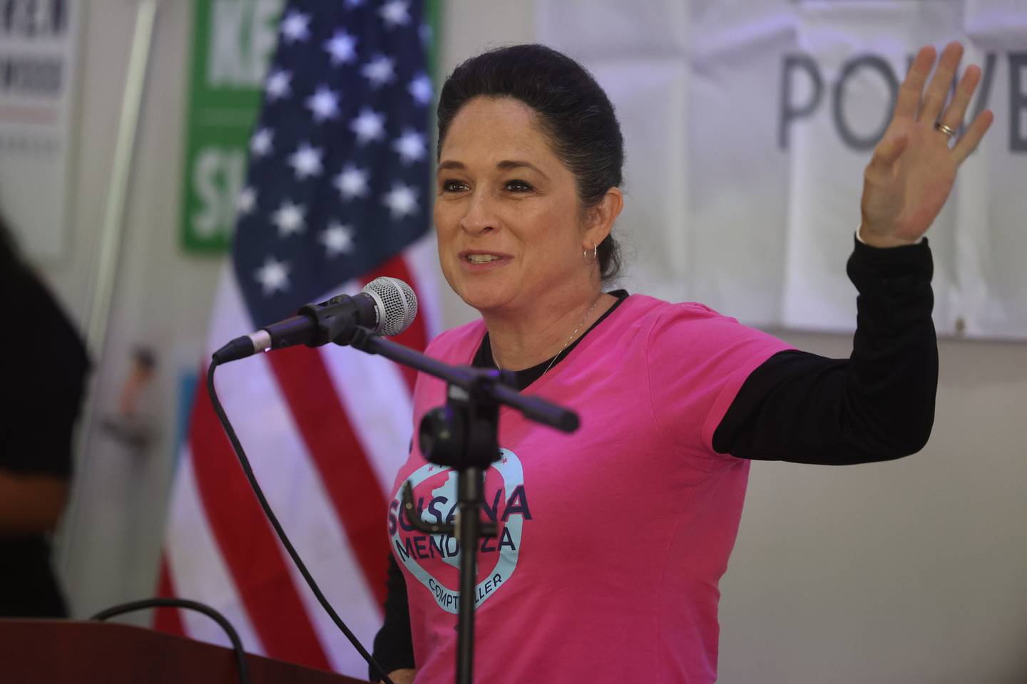 Illinois Comptroller Susana Mendoza speaks at the Will County Latinx Day of Action, an effort to talk with and engage with Latinx voters, at El Camaleon Bar and Grlll in Joliet. Saturday, Oct. 1, 2022, in Joliet.