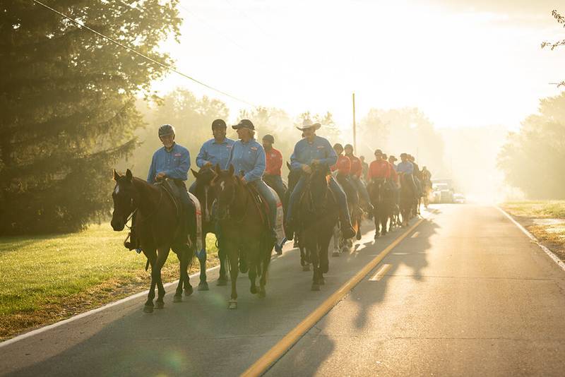 Veterans ride during a Trail to Zero event in Fort Wayne, Indiana in 2021.