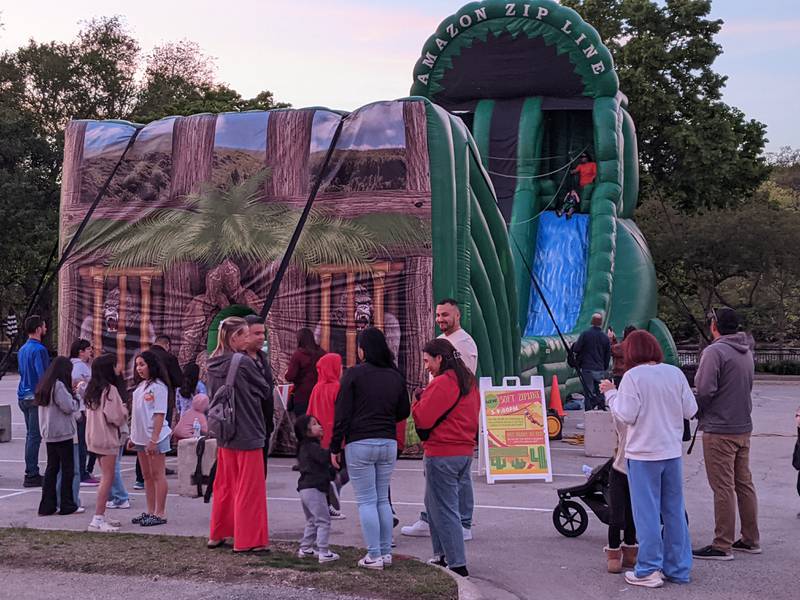 The Margaritas En Mayo fiesta on May 8 in downtown Yorkville featured family activities like a 50 foot inflatable zip line.