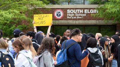 Students protest at South Elgin High School over concerns about gun violence