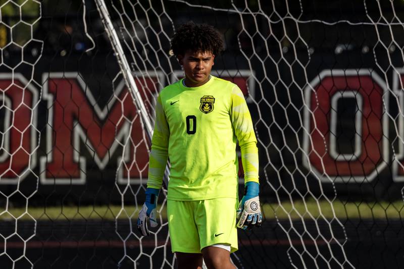 Bolingbrook's Ibrahim Elliott keeps an eye on the action during a varsity soccer home game against Minooka on Sept. 16, 2025.