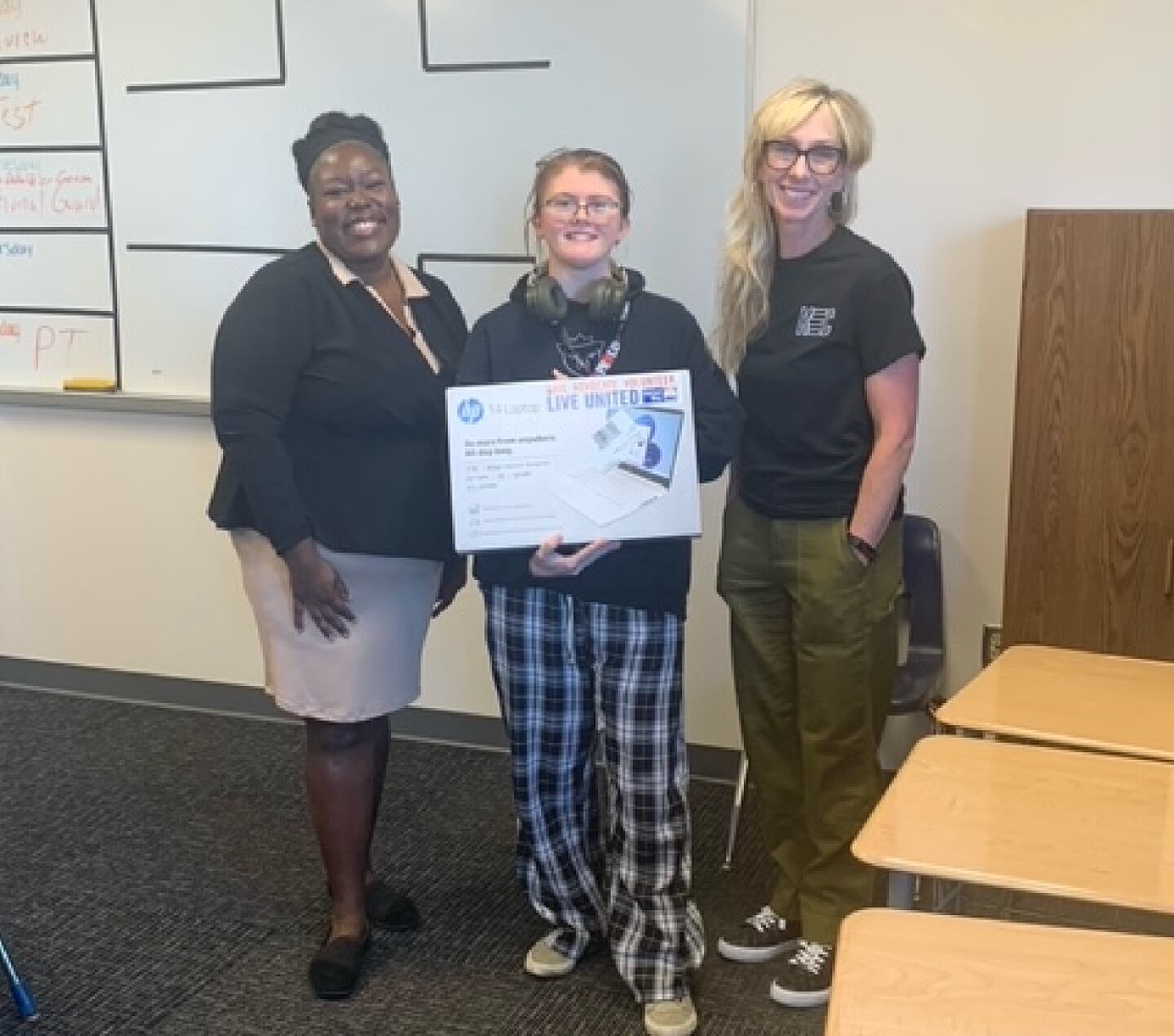 (From left) Danita Sims, DeKalb High School senior Abigail Boesche and Dr. Amy Hinz Horn pose at the Kishwaukee Education Consortium's Next Steps conference Oct. 18, 2024.