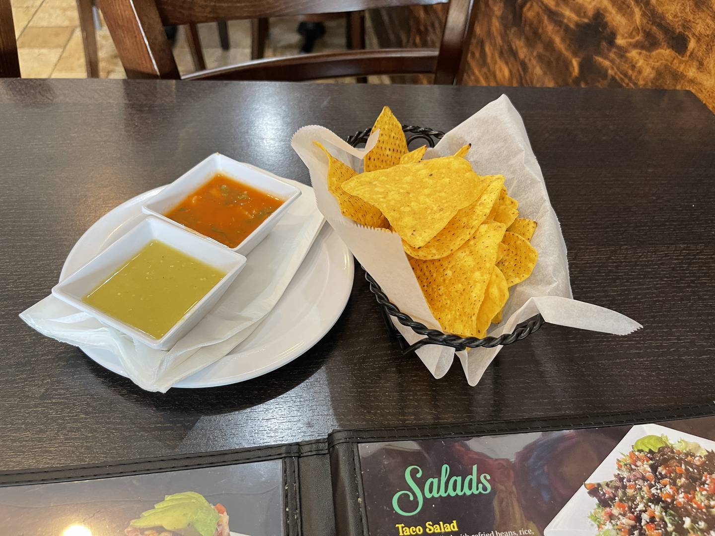 While complimentary and not too spicy, the chips and salsas offered were flavorful.