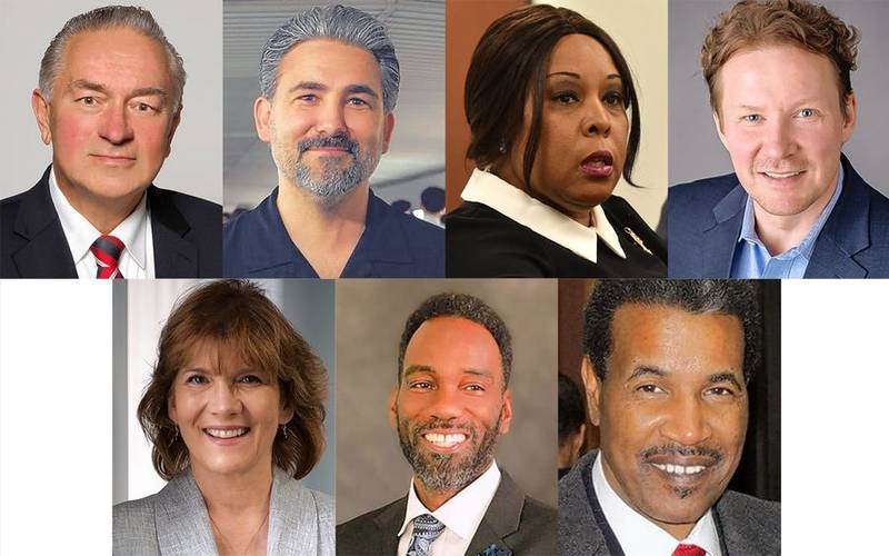 Republican primary candidates for the Illinois U.S. Senate seat: top row, left to right, Casey Chlebek, Matt Dubiel, Peggy Hubbard and Robert Piton. Bottom row, left to right, Kathy Salvi, Jimmy Lee Tillman II and Anthony Williams.