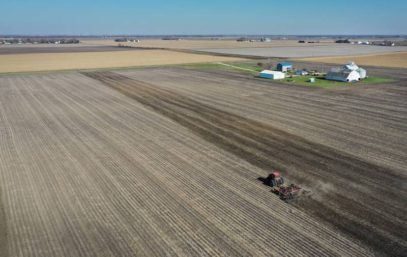 A farmer tills a field where the epicenter of a 3.6 earthquake occurred on Wednesday, Nov. 15, 2023 about a mile and a half south of Standard near the intersection of County Road 955 North and County Road 1500 E in Putnam County. No damage was reported from the earthquake. The earthquake occurred at 4:41a.m.