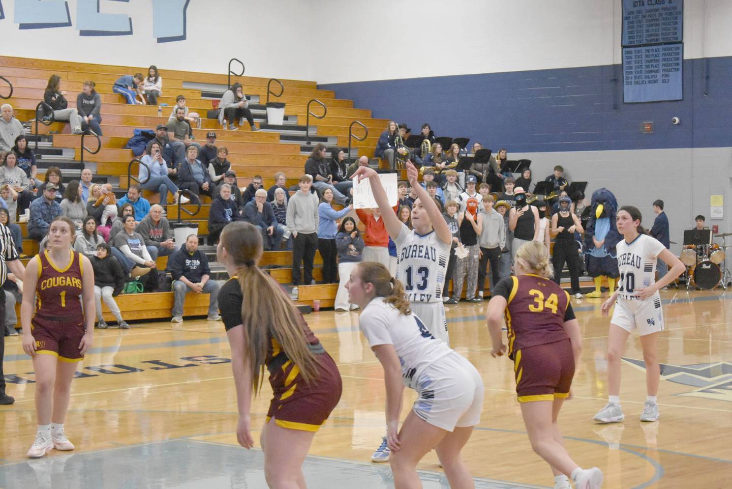 Bureau Valley junior Libby Endress scored her 1,000th-career point on this free throw in the Feb. 4 game at the Storm Cellar. The Storm take the No. 4 seed into the 1A Galva Regional.