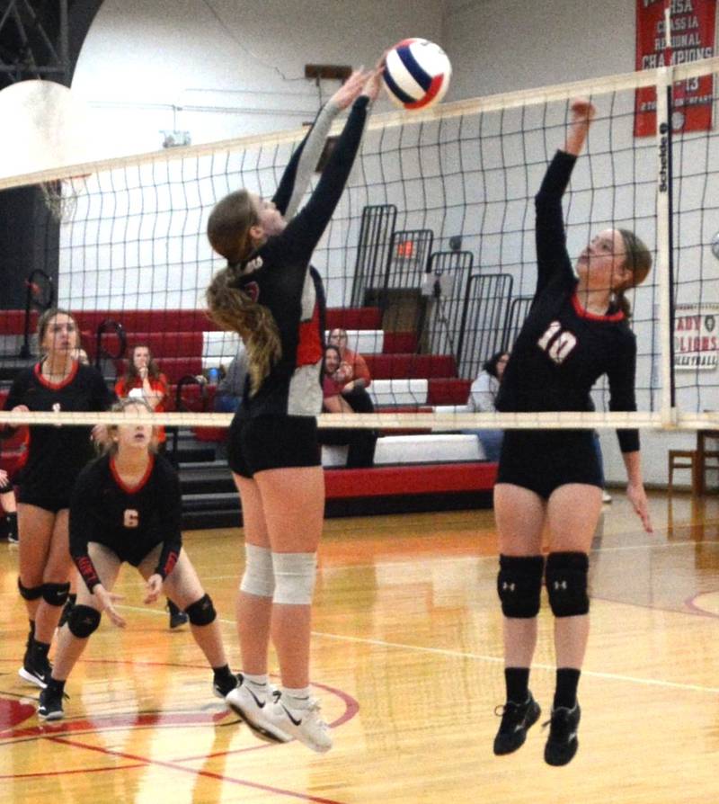 LaMoille's Olivia Sadnick defends the  net on Senior Night Monday. The Lions fell 2-0 to Streator Woodland.