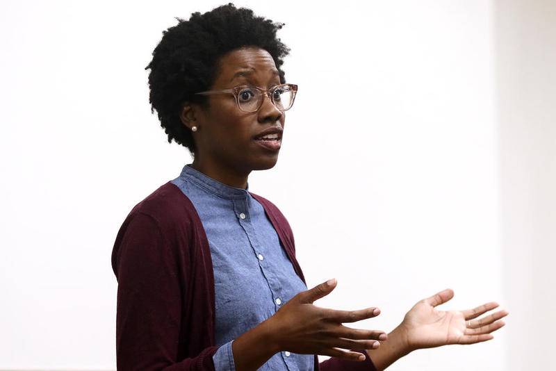 Democrat Lauren Underwood, who is running for the 14th Congressional District seat against U.S. Rep. Randy Hultgren, speaks to a group of seniors Oct. 11.