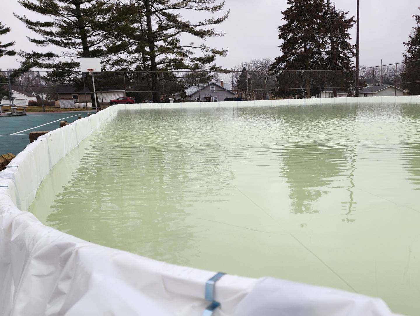 The rink was purchased through a donation from the Princeton Park District Foundation, was ordered in October and, as of Wednesday, has now been set up inside the fences of the courts of the park.