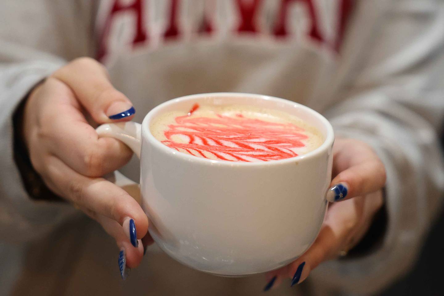 Jitterhead, open everyday 7am to 3:30pm, serves a variety of specialty coffees including the Candy Cane Cappuccino on Wednesday, Dec. 11, 2024 in Crest Hill.