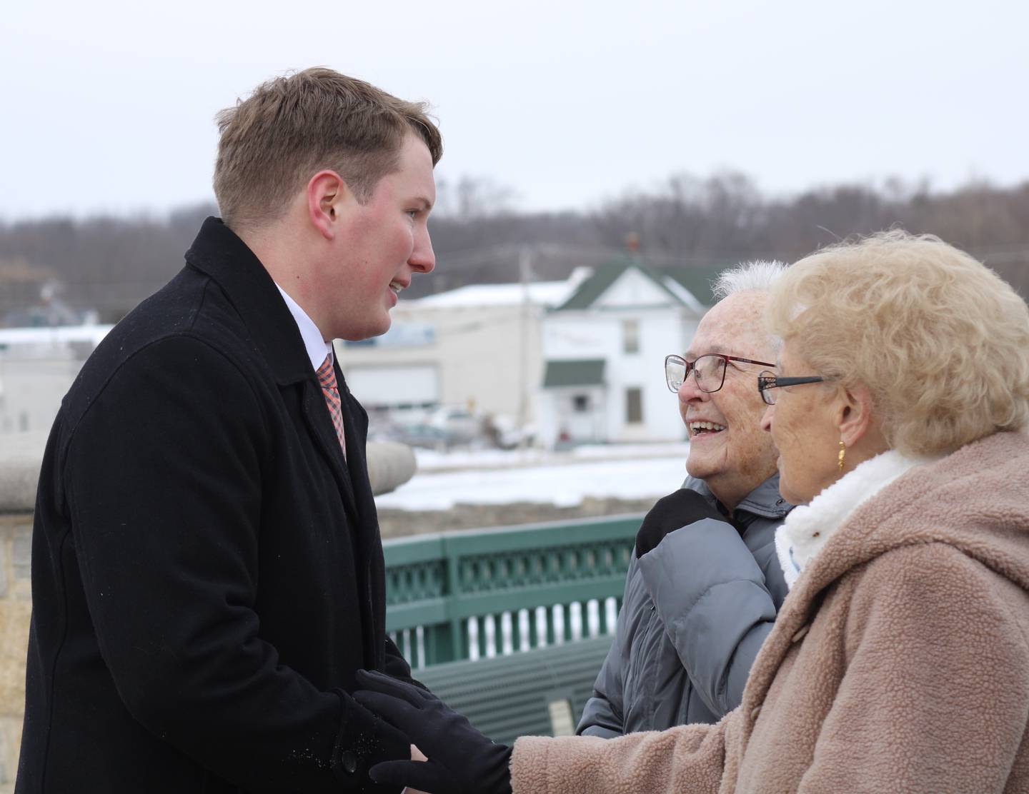 Bradley Fritts meets with well-wishers Friday afternoon at Riverfront Park in Dixon moments after declaring his candidacy to seek the Republican nomination to run for the statehouse's 74th District.