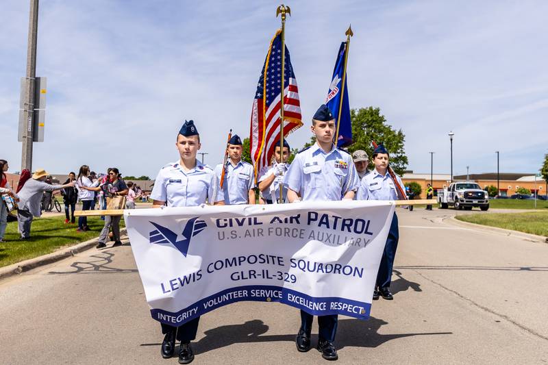 Members of the Civil Air Patrol Lewis Composite Squadron march in the Plainfield American Legion Marne Post 13 Memorial Day Parade on May, 26, 2025.